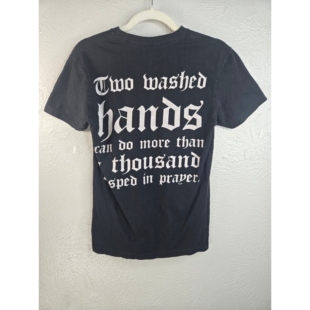 Blackcraft Cult Praying Hands Graphic T Shirt XS Black Cotton Goth Punk Edgy Top - Picture 2 of 8